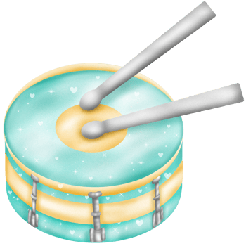 Vintage style drum in pastel green and yellow tones for valentine decoration png