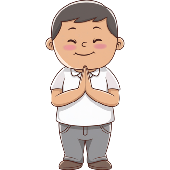 A cartoon boy praying with his hands folded png