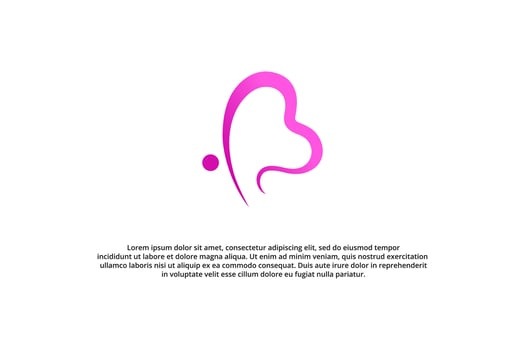 letter b m butterfly heart and love logo vector