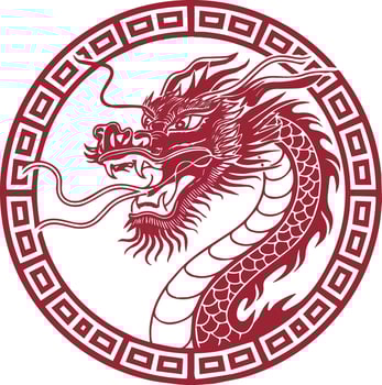 Majestic Chinese Red Dragon Art Design vector
