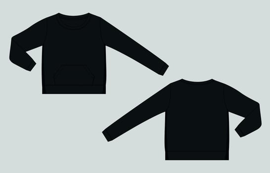Black sweatshirt with pocket template vector