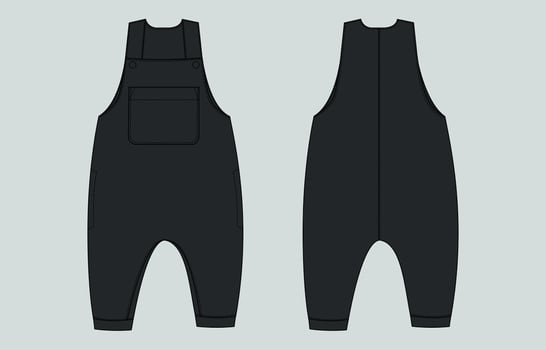 A pair of overalls with pockets on the front and back vector