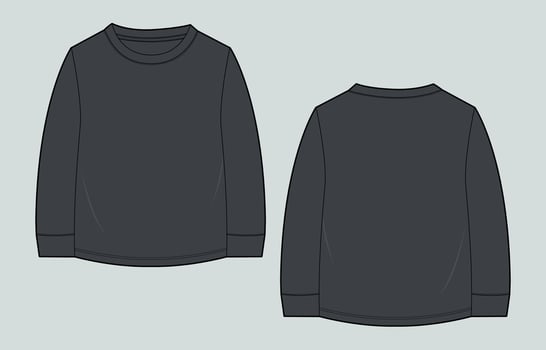 A black long - sleeved shirt with a white collar vector