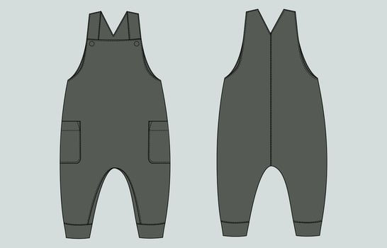 A pair of overalls with pockets and a zipper vector