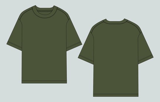 Two green t - shirts on a gray background vector