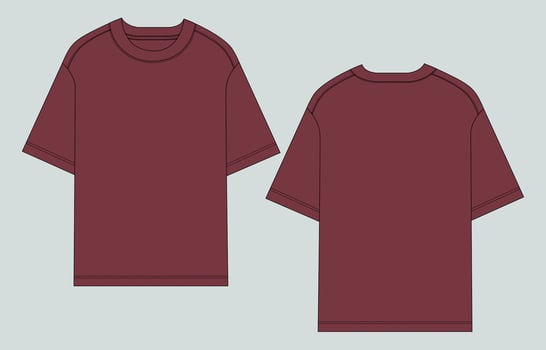 Two maroon t - shirts on a gray background vector