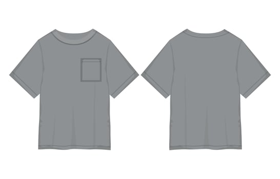 A gray t - shirt with a pocket on the front vector