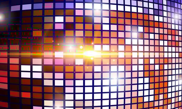 Large led projection screens. Colorful panel light show on shiny light. bright square sunlight. vector