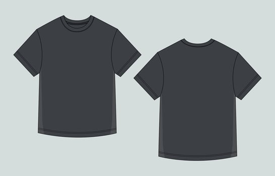 Black t - shirt template, front and back view vector