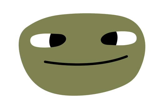 Funny green emoji. Crazy face with slanted eyes. Isolated illustration for your design vector