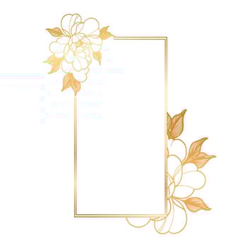 Gold frame with flowers on white background vector