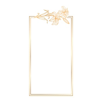Gold frame with flowers on white background vector