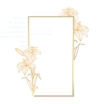 Gold frame with flowers vector
