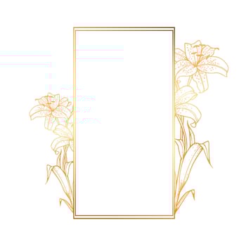Gold frame with flowers on a white background vector
