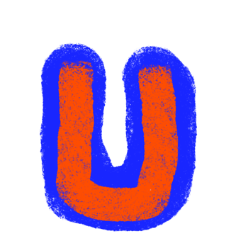 The Letter U in Textured Roller Brush Art png