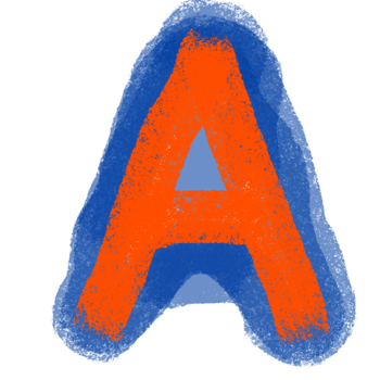 The Letter A in Textured Roller Brush Art png