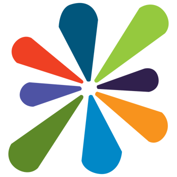 Colorful Abstract Design with Radiating Shapes from a central point. png