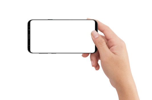 Human right hand holding black mobile smartphone png