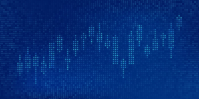 digital candle stick chart pattern on blue background. stock market, share market, financial, cryptocurrency, trading vector