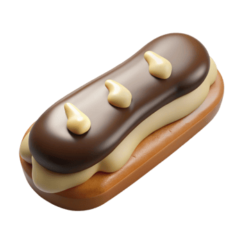 Delicious Chocolate Eclair Pastry with Cream png