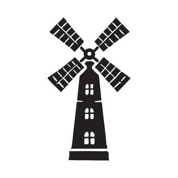 Classic Windmill Silhouette Illustration vector