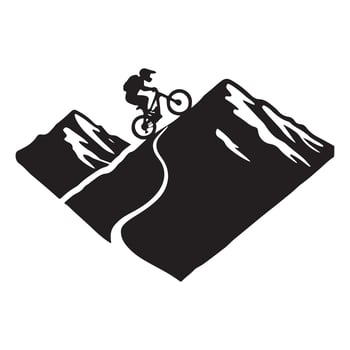 Mountain Biker Silhouette on a Mountain Trail vector