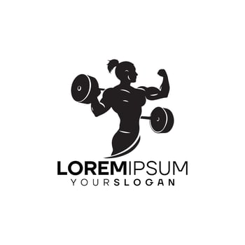 Fitness Woman Silhouette Logo Design Template vector