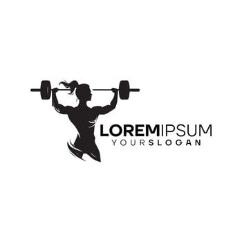 Strong Woman Gym Icon Illustration Logo Design Template vector