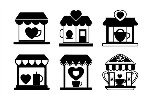 Cute coffee shop icon vector