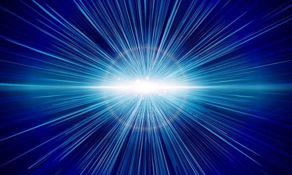 Blue rays zoom in motion effect, light color trails. bright shiny. vector