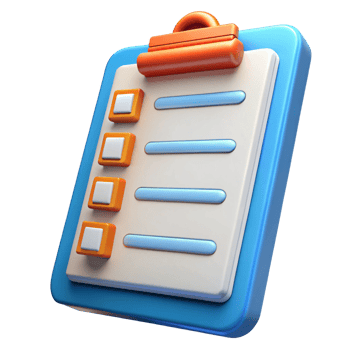 3D Render of a Checklist Clipboard App Icon png