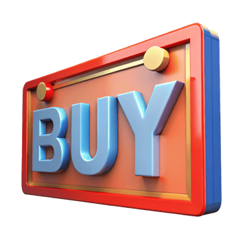 3D Render of a Buy Now Sign with Red and Blue png