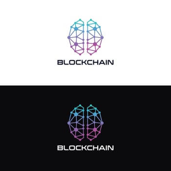 Abstract Brain Blockchain Technology Logo vector