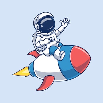 Cute Cartoon Astronaut Illustration Riding a Rocket vector