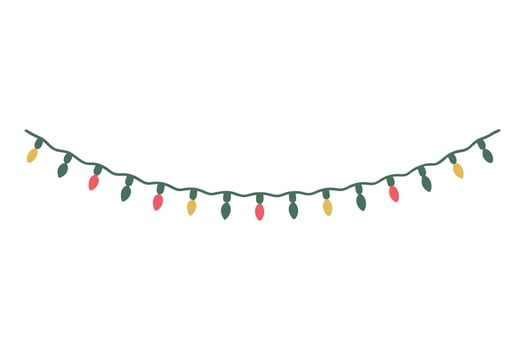 Colorful Light Strings for Christmas light string for festival, colorful light string art illustration isolated on white background for christmas, new year, birthday, anniversary celebration vector