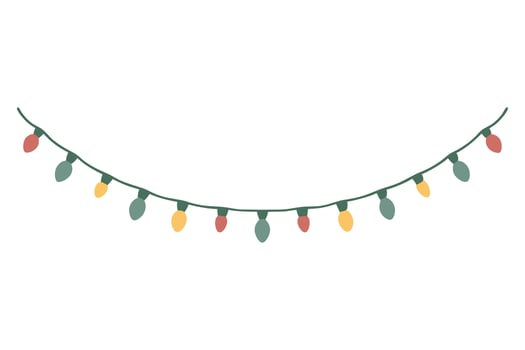 light string for festival, colorful light string art illustration isolated on white background for christmas, new year, birthday, anniversary celebration vector