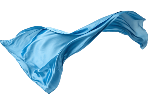 Blue silk fabric fluttering in the wind isolated on the transparent background png