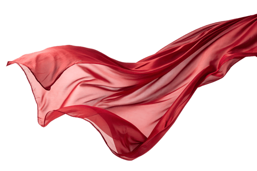 Red silk fabric fluttering in the wind isolated on the transparent background png