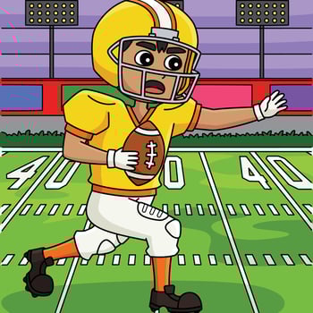 American Football Player Pushing Colored Cartoon vector