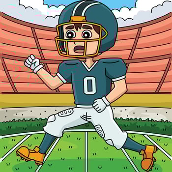 American Football Player Running Colored Cartoon vector