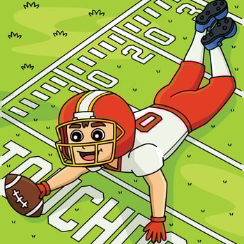 American Football Touchdown Colored Cartoon vector