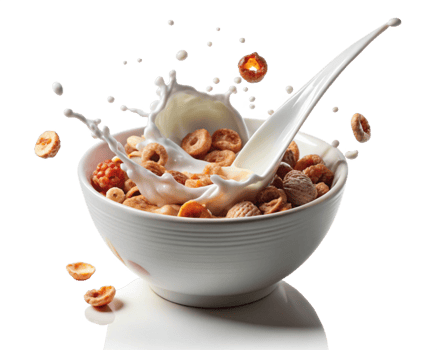 Fresh Morning Cereal with Milk Splash png