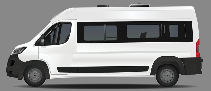 Realistic white van template side view isolated image on white background vector