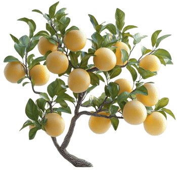 Yellow Citrus Fruits Hanging on Branches png