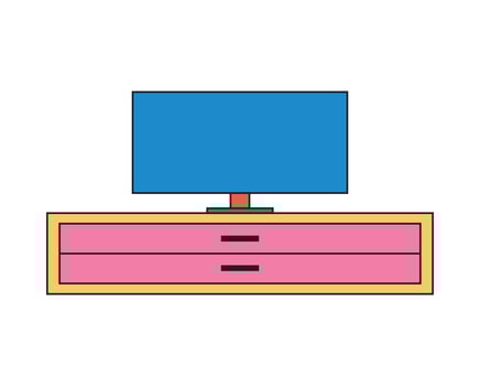 Illustration television desk retro unique design vector