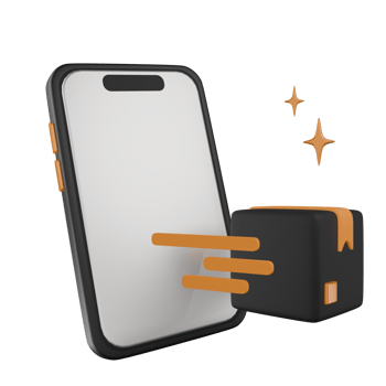 A smartphone with a delivery package box 3D Illustration png