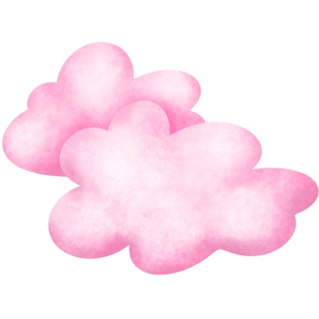 Two pink clouds stacked on top of each other, painted in watercolor png