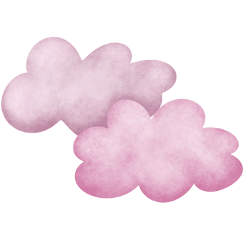 Two pink clouds stacked on top of each other, painted with watercolor. png