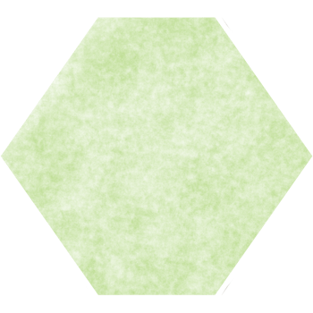 A green hexagon with a watercolor texture on paper. png
