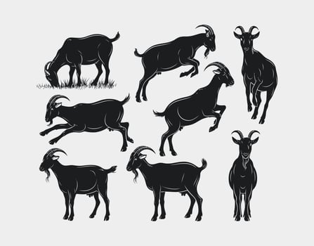 Elegant Goat Silhouette Template Collection vector